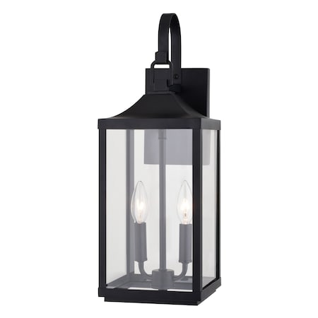 Vaxcel Old Town 2 Light Textured Black Transitional Outdoor Wall Lantern Clear Glass T0764